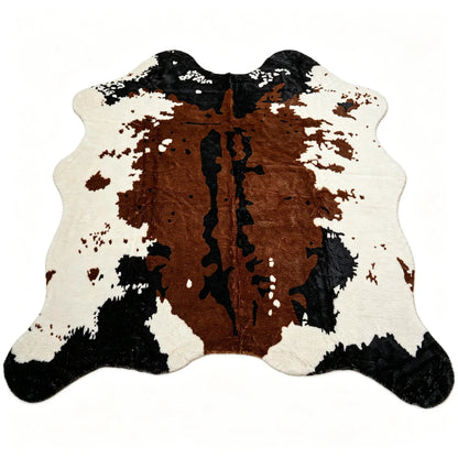 Faux Cowhide Rug - Black White Big Head - Cowboy Outpost
