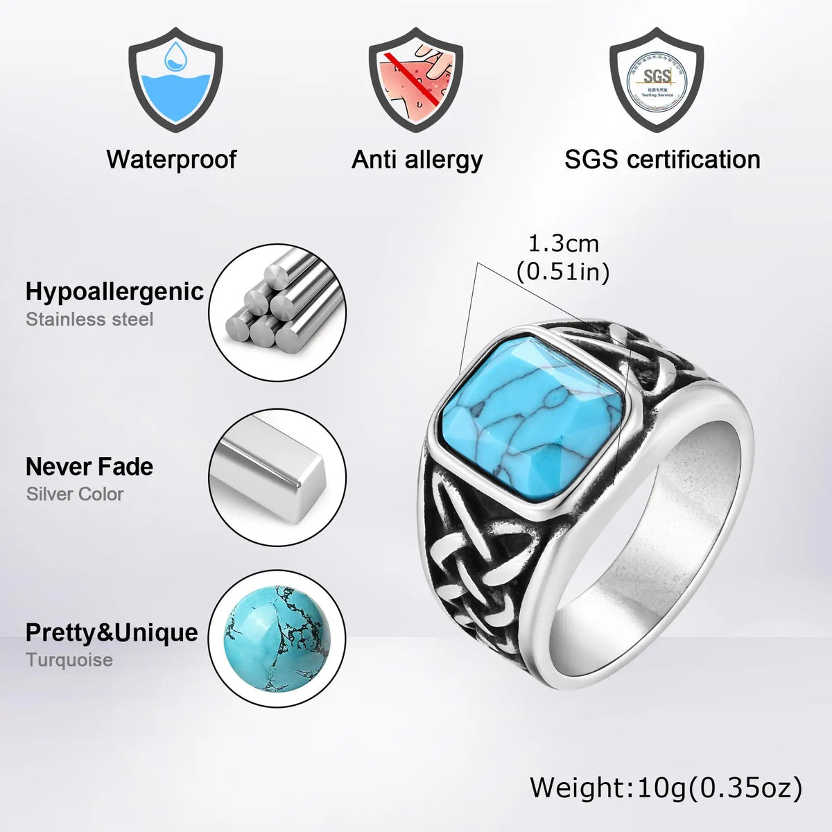 Waterproof Turquoise Ring - Cowboy Outpost