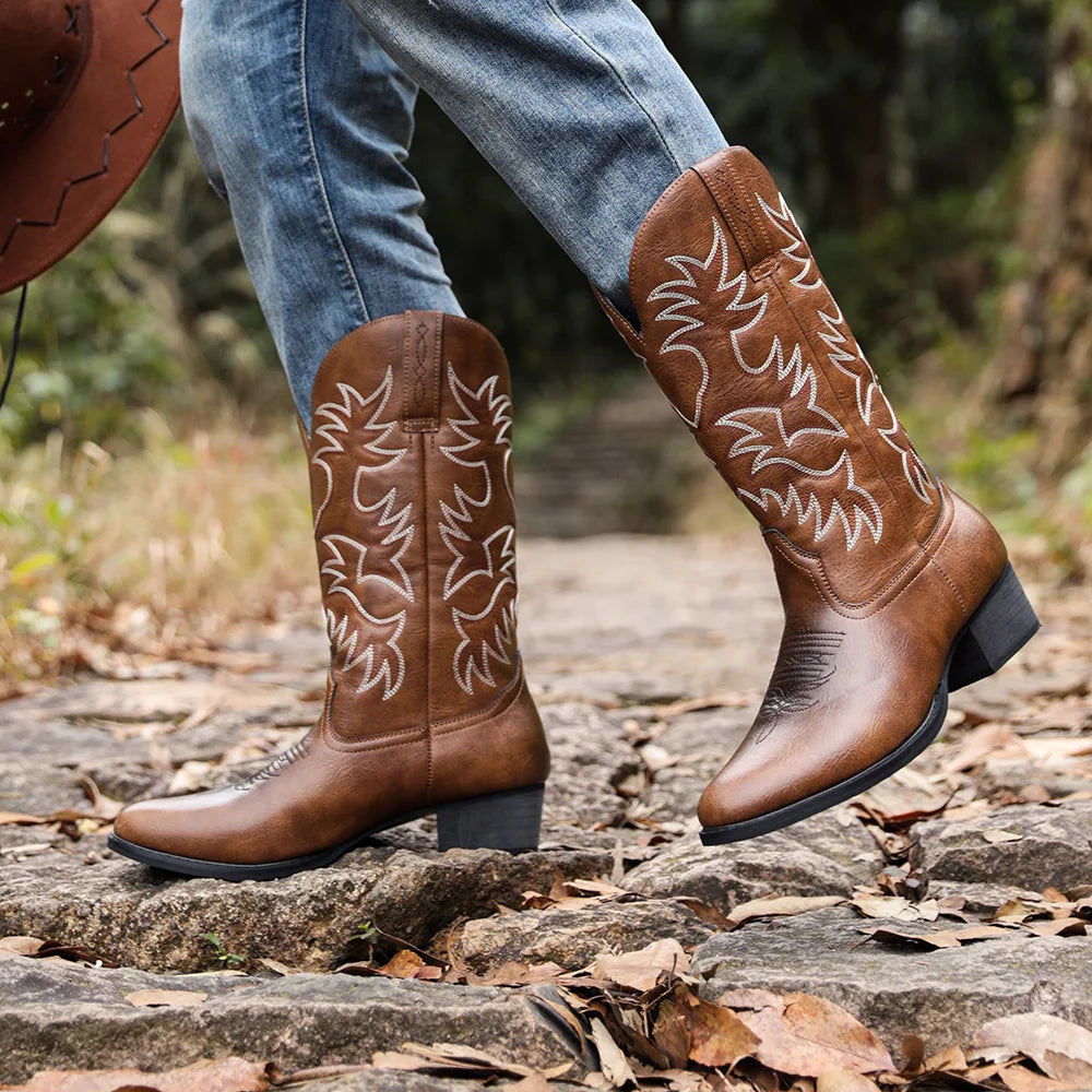 Leather Black Cowboy Boots - Black 2 - Cowboy Outpost