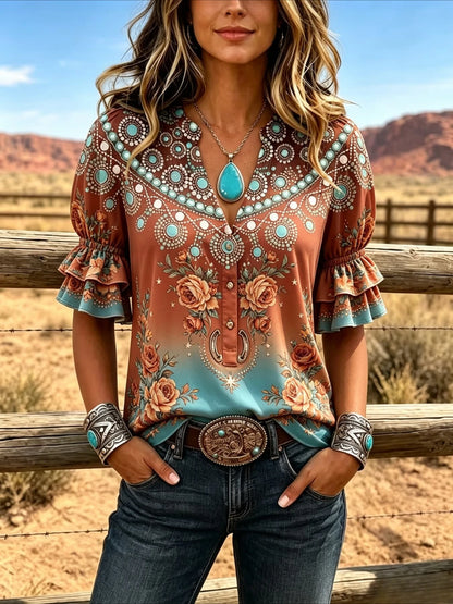 Floral Shirt - FVLLJH20260616A - Cowboy Outpost