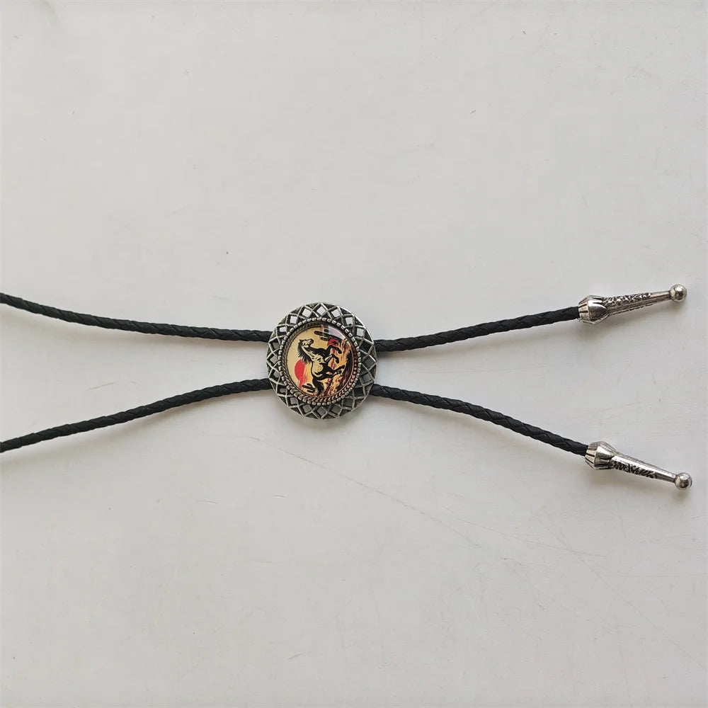Leather Natural Bolo Tie - 03 - Cowboy Outpost