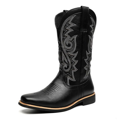 Leather Black Cowboy Boots - Brown 2 - Cowboy Outpost