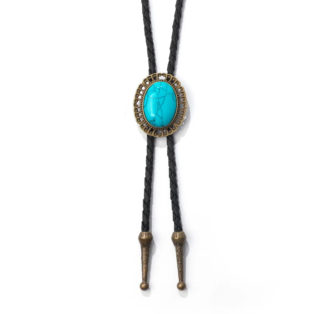Leather Retro Bolo Tie - 19 - Cowboy Outpost