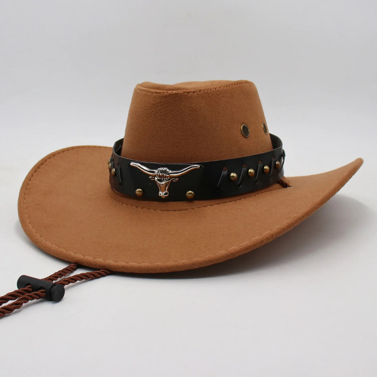 Leather Faux Cowboy Hat - Style 7 - Cowboy Outpost