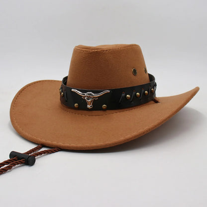 Leather Faux Cowboy Hat - Style 7 - Cowboy Outpost