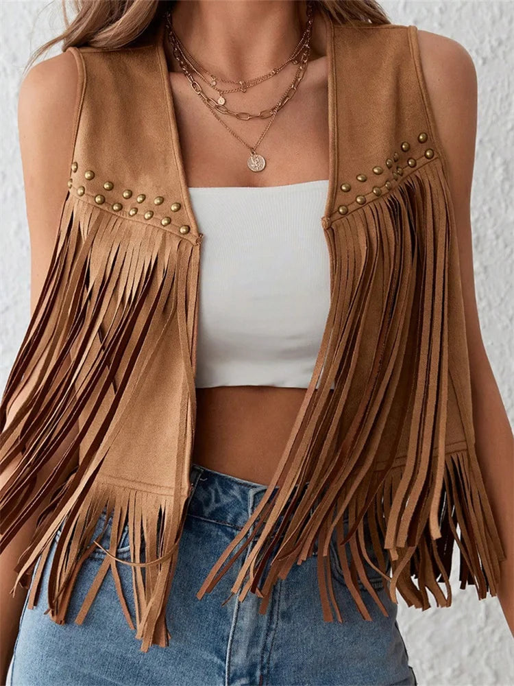 Suede Women's Vests - WHITE - Cowboy Outpost