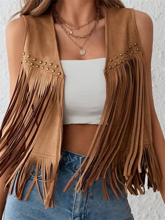 Suede Women's Vests - WHITE - Cowboy Outpost