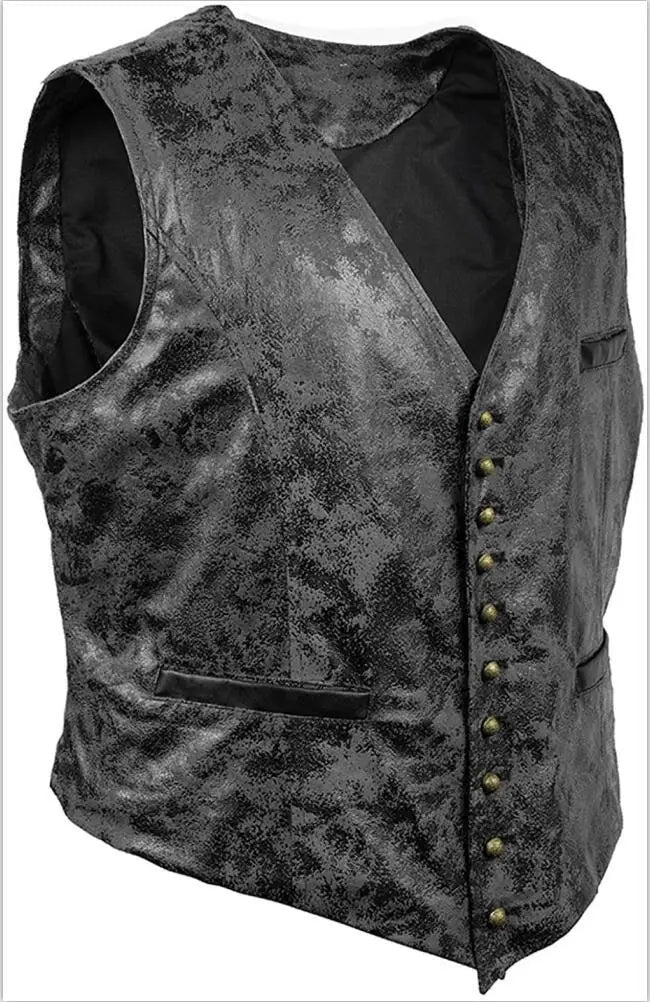 Leather Slim Vests - Black - Cowboy Outpost