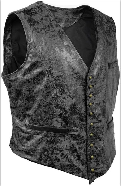 Leather Slim Vests - Black - Cowboy Outpost
