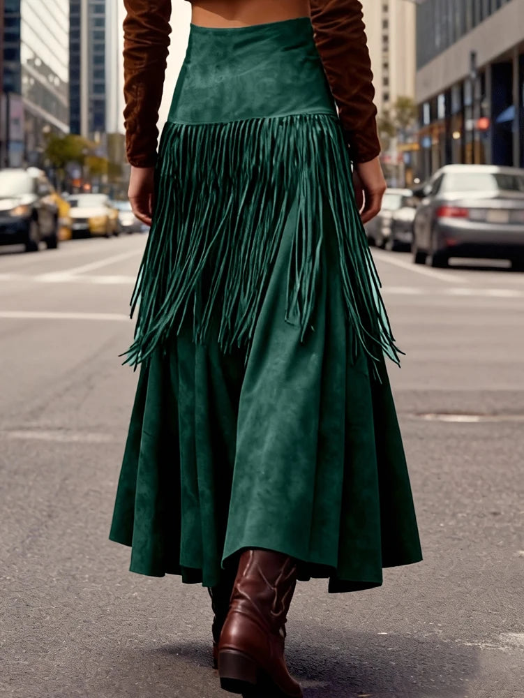 Brown Midi Skirt - Cowboy Outpost