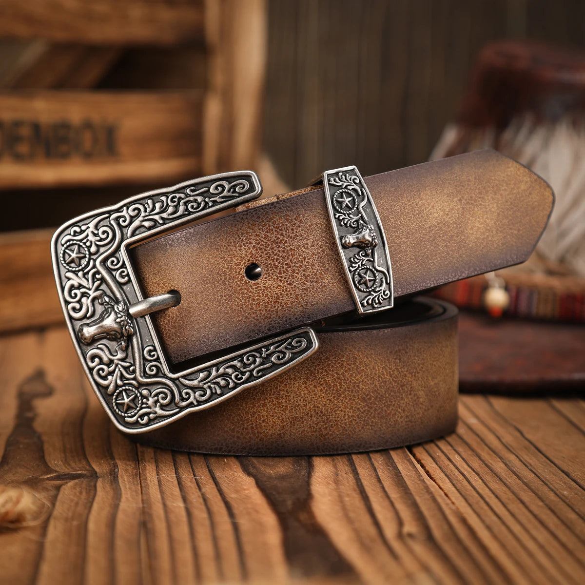 Metal Belt - Brown golden - black golden - Cowboy Outpost