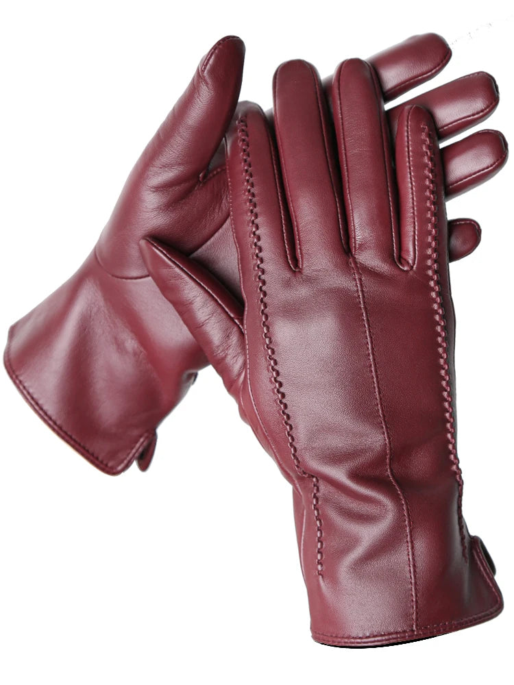 Leather Sheepskin Gloves - Brown Touch - Cowboy Outpost