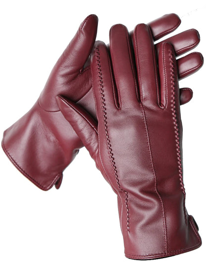Leather Sheepskin Gloves - Brown Touch - Cowboy Outpost