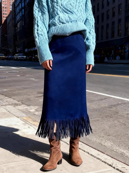 Long Suede Skirt - Light brown - Cowboy Outpost