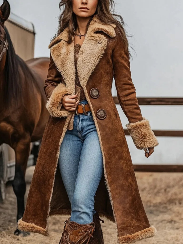 Long Suede Jacket - Brown - Cowboy Outpost