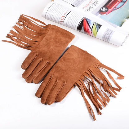 Suede Tassel Gloves - black - Cowboy Outpost