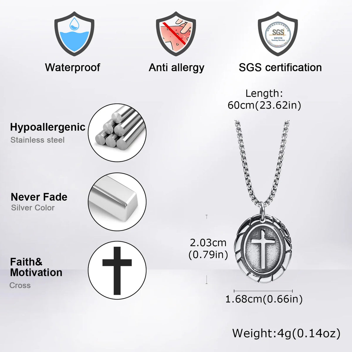 Steel Cross Necklace - Cowboy Outpost