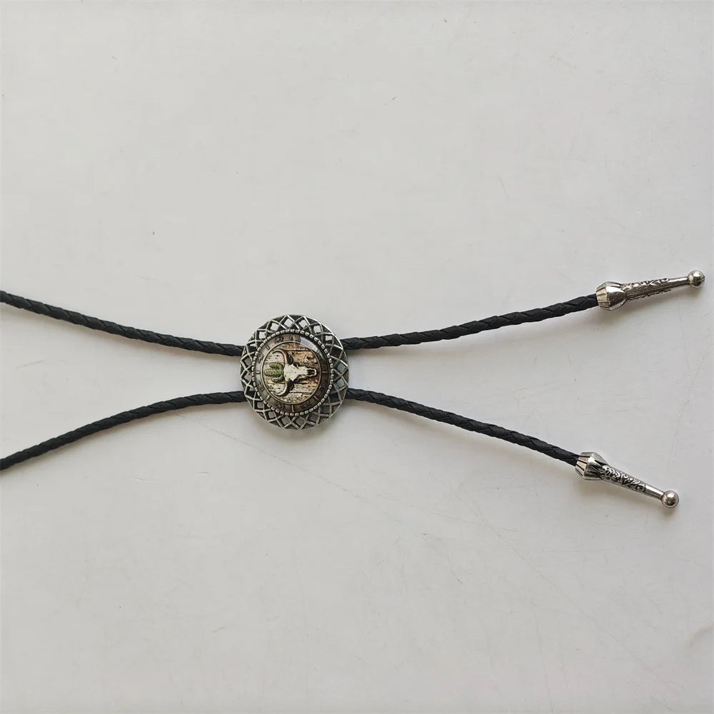 Leather Natural Bolo Tie - 08 - Cowboy Outpost