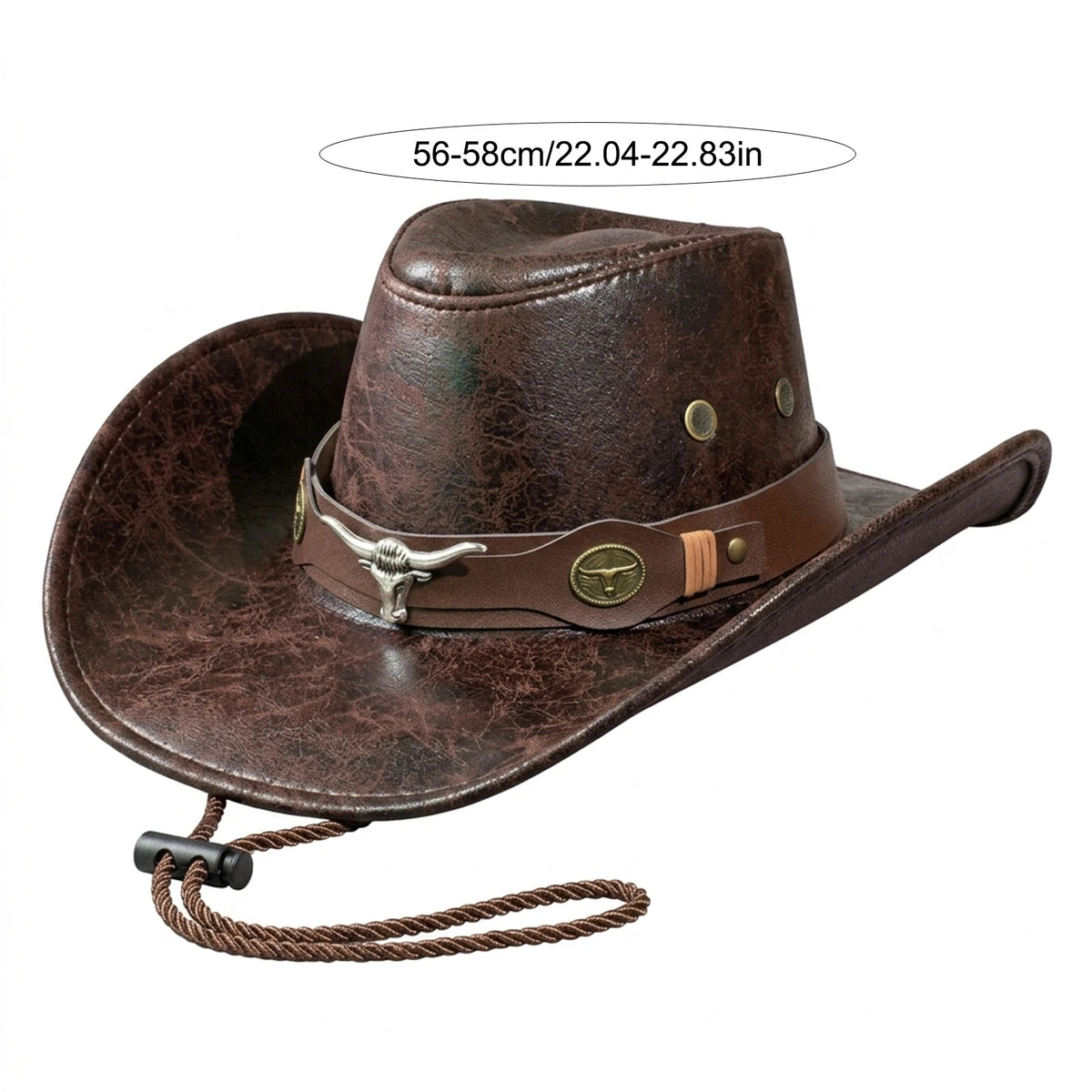 Leather Faux Cowboy Hat - Style 1 - Cowboy Outpost
