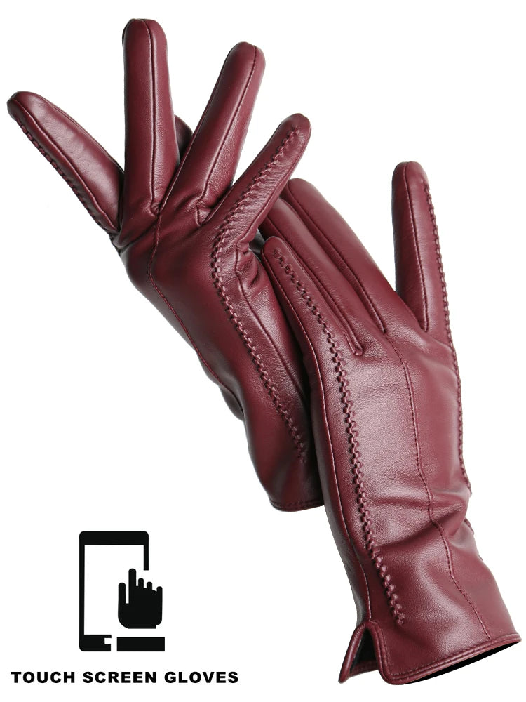 Leather Sheepskin Gloves - Light beige Touch - Cowboy Outpost
