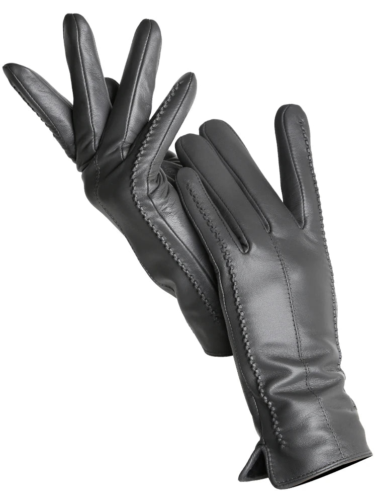Leather Sheepskin Gloves - Beige Touch - Cowboy Outpost