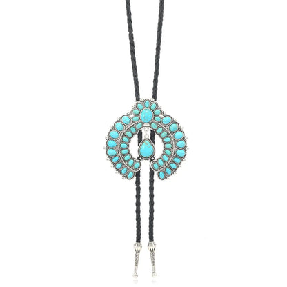 Turquoise Stone Bolo Tie - 06 - Cowboy Outpost