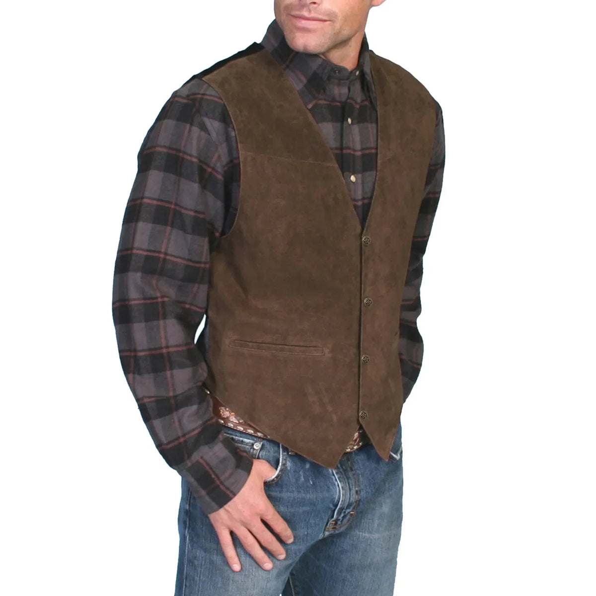 Leather Men's Vests - brown - Cowboy Outpost