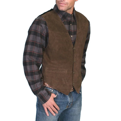 Leather Men's Vests - brown - Cowboy Outpost