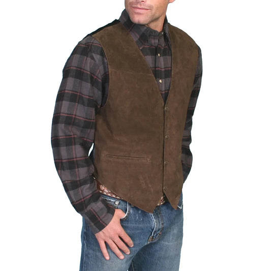 Leather Men's Vests - brown - Cowboy Outpost