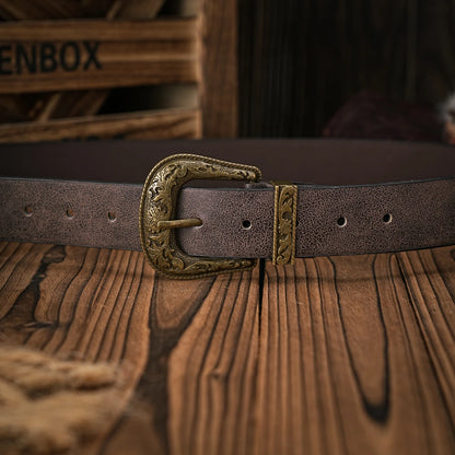 Leather Denim Belt - Brown - Cowboy Outpost