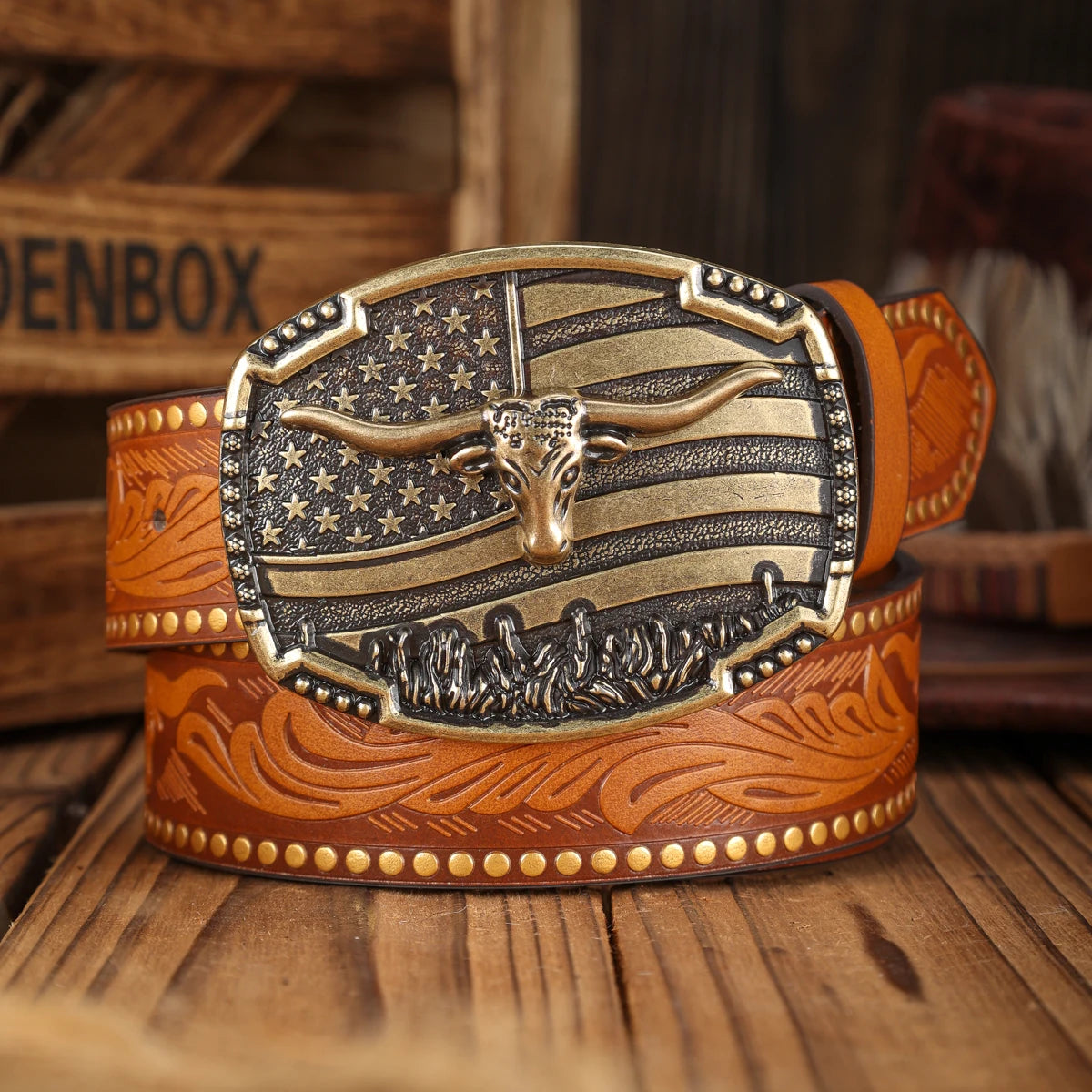 Denim Suitable Belt - brown golden - Cowboy Outpost