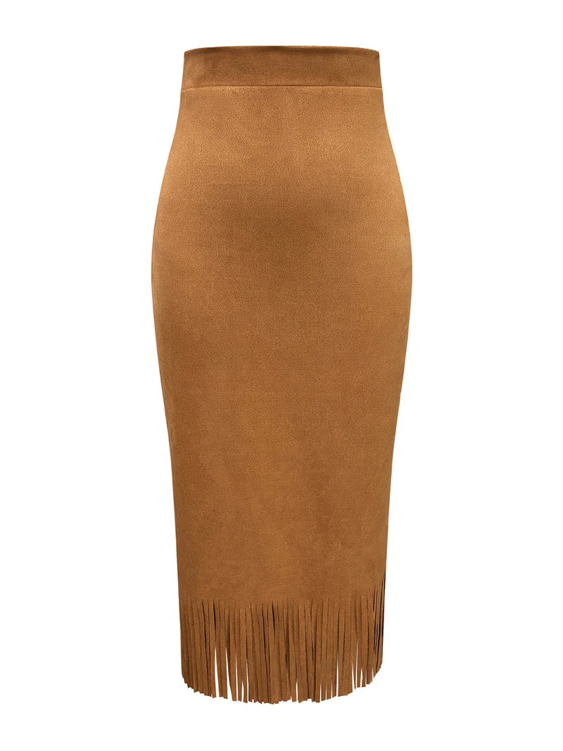 Long Suede Skirt - Light brown - Cowboy Outpost