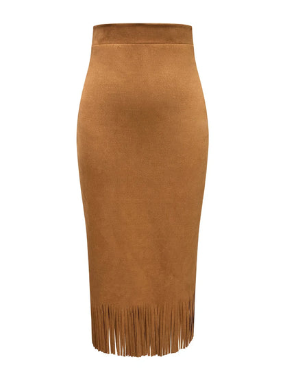 Long Suede Skirt - Light brown - Cowboy Outpost