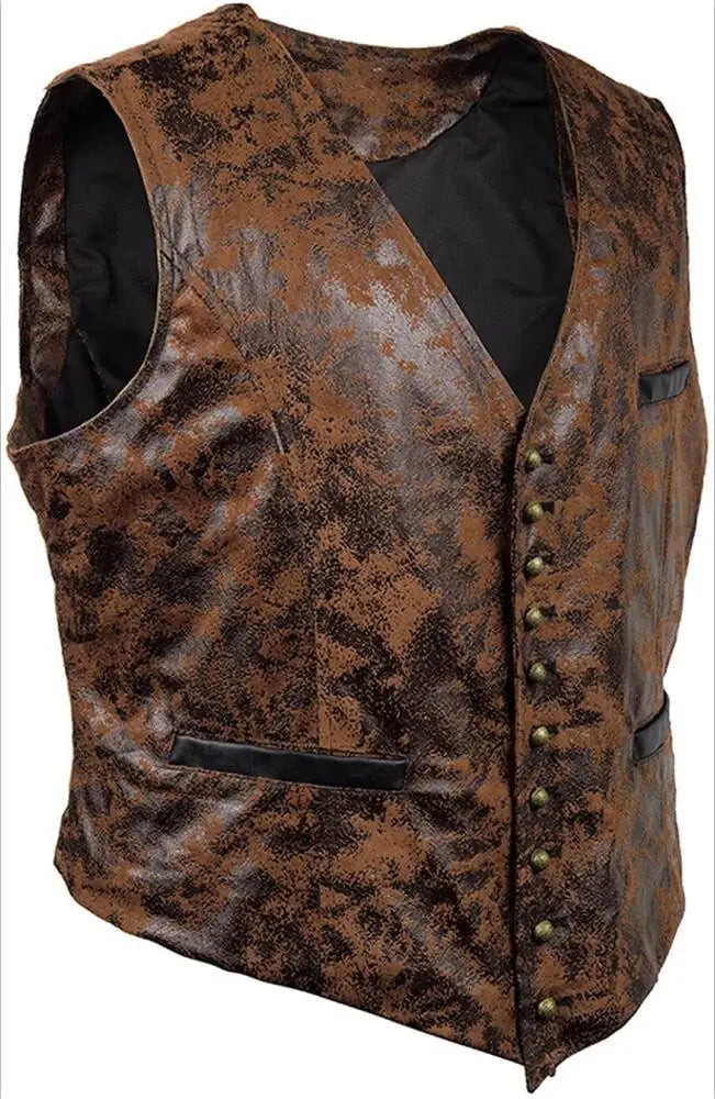Leather Slim Vests - Brown - Cowboy Outpost