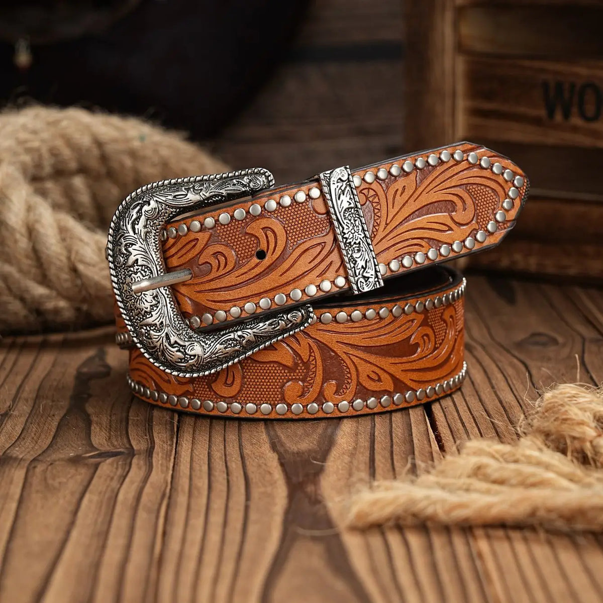 Leather Strap Belt - brown - Cowboy Outpost