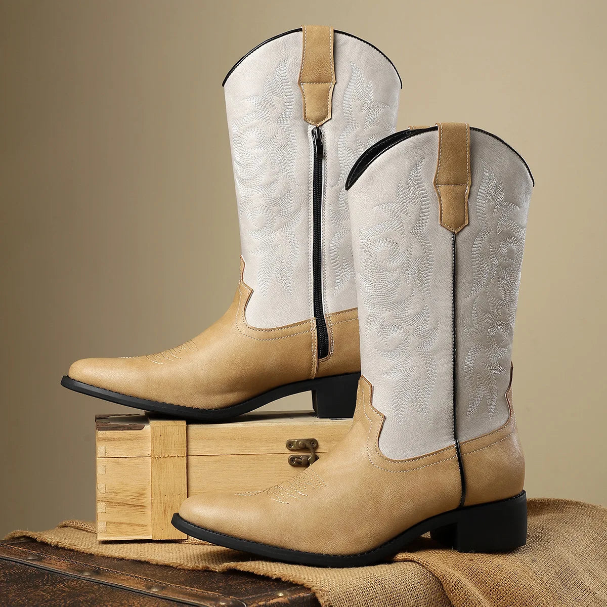 Leather Black Cowboy Boots - Black 2 - Cowboy Outpost