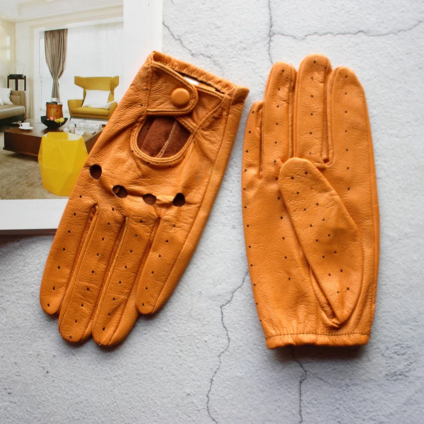 Leather Summer Gloves - Apricot yellow - Cowboy Outpost