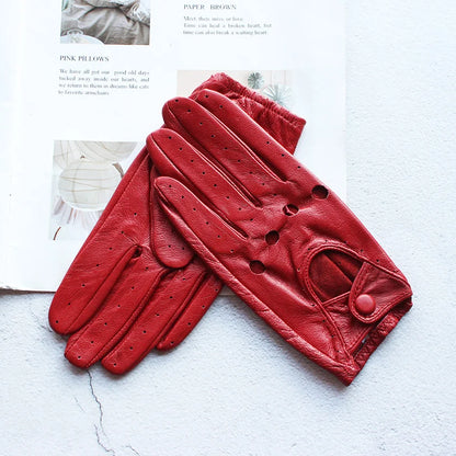 Leather Summer Gloves - Rose Red - Cowboy Outpost