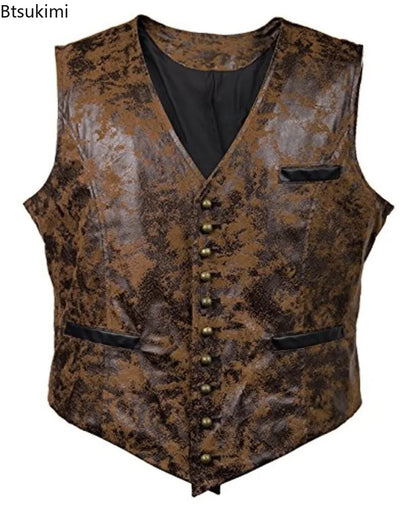 Leather Slim Vests - Brown - Cowboy Outpost