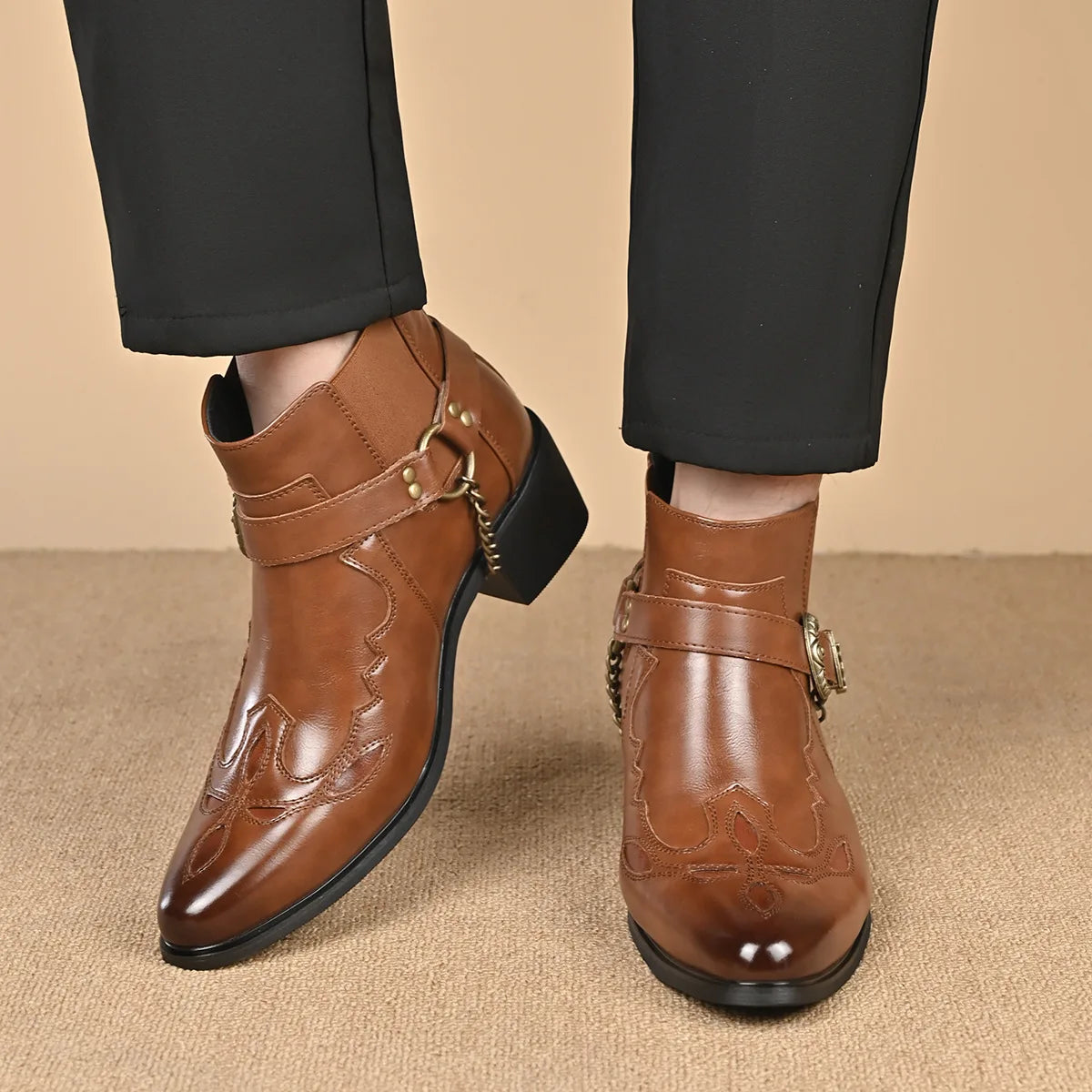 Leather Vintage Cowboy Boots - Brown - Cowboy Outpost