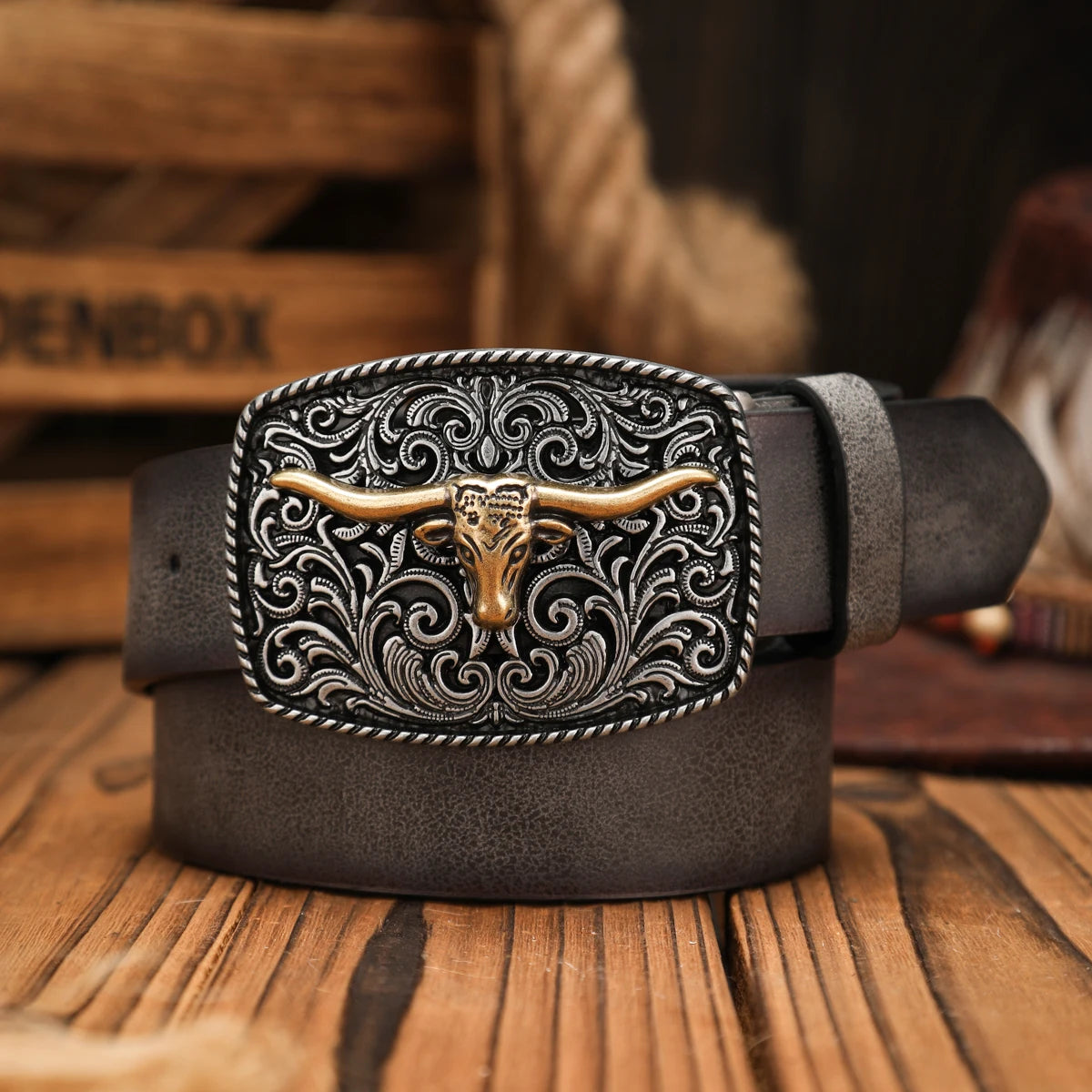 Retro Buckle Belt - Coffee - Cowboy Outpost