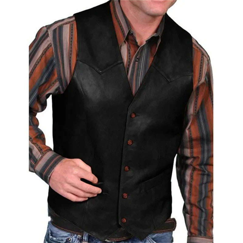 Leather Motorcycle Vests - Red - Cowboy Outpost