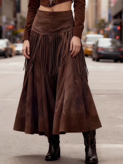 Brown Midi Skirt - Brown - Cowboy Outpost