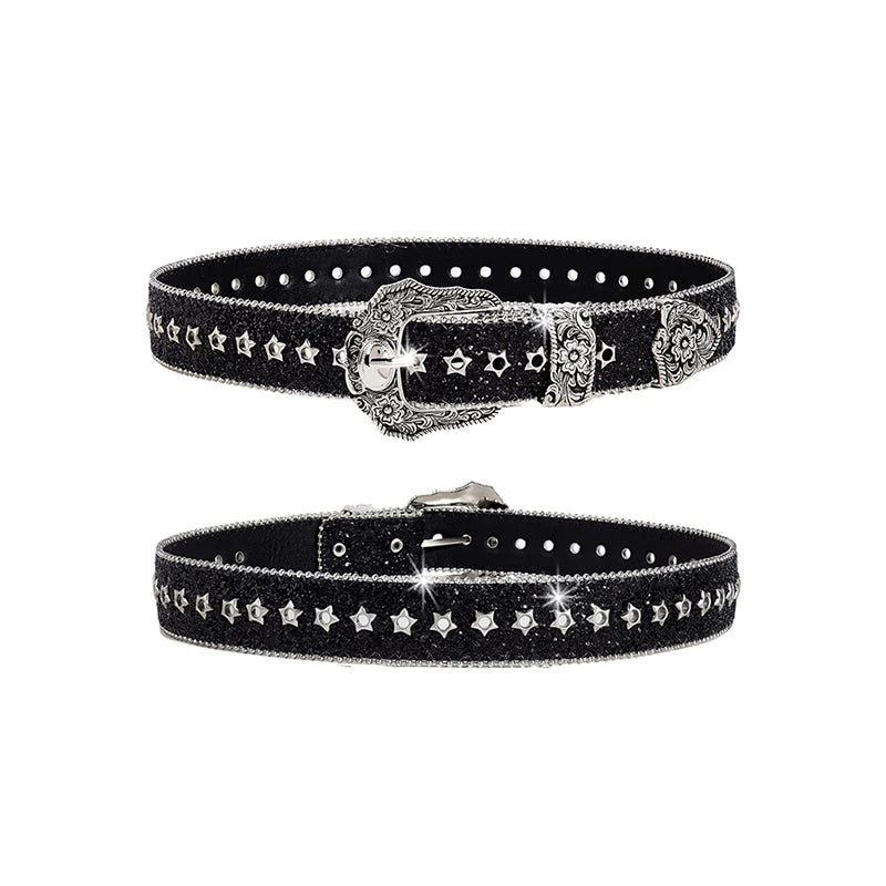 Leather Rhinestone Belt - A5 - Cowboy Outpost