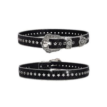 Leather Rhinestone Belt - A5 - Cowboy Outpost