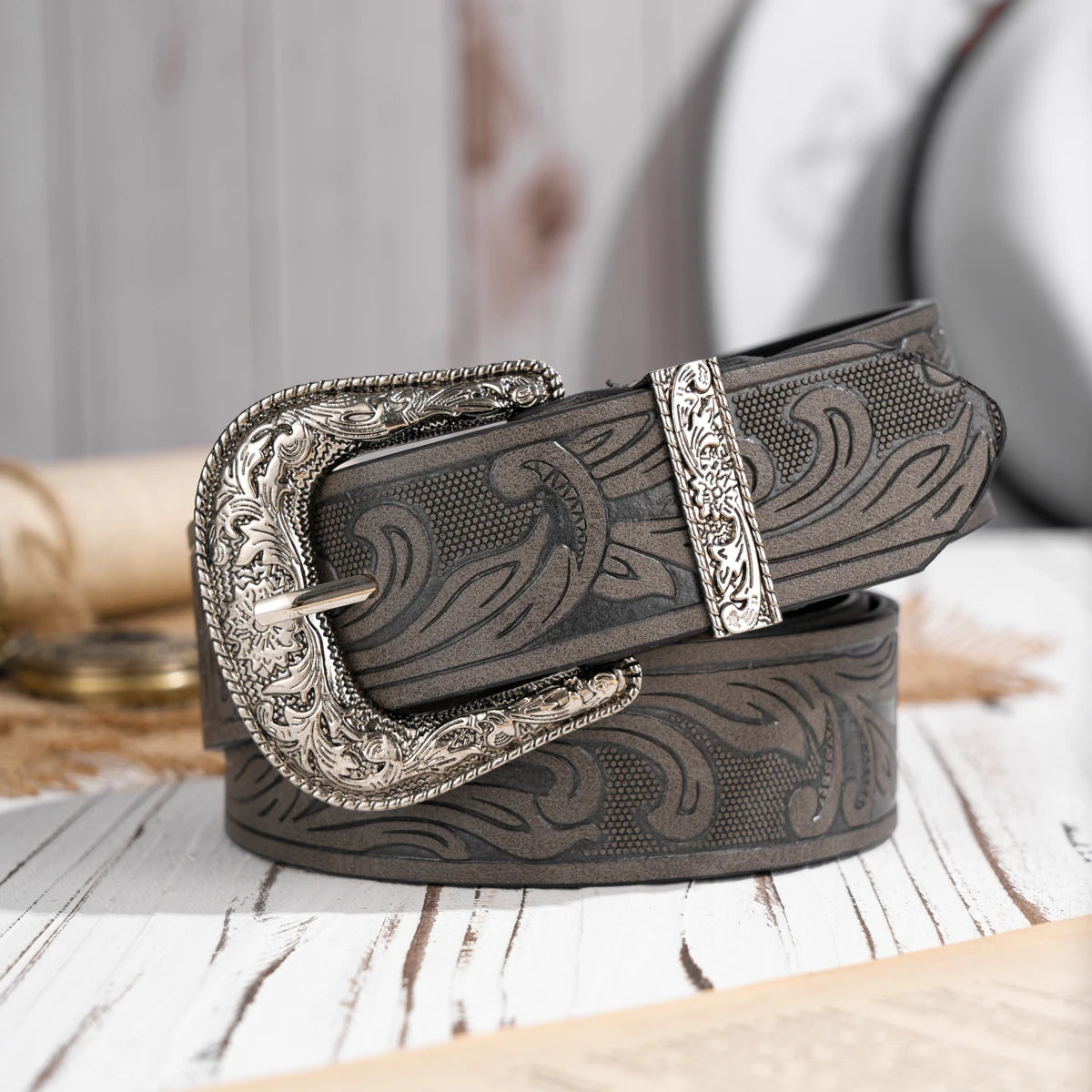 Metal Belt - Black - grey - Cowboy Outpost