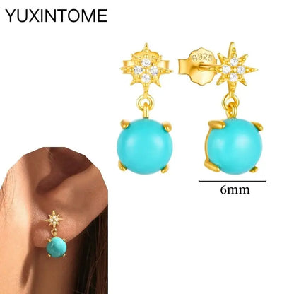 Turquoise Silver Earrings - 6mm - Cowboy Outpost