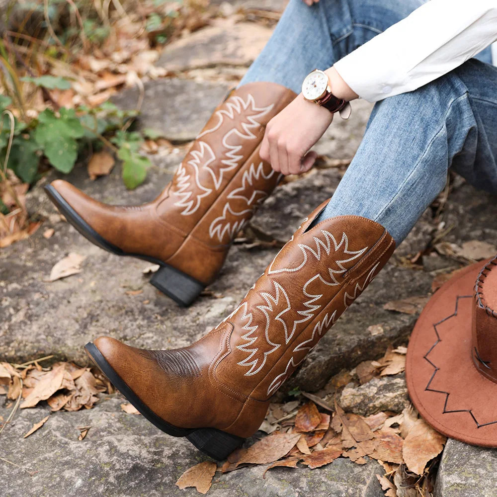 Leather Black Cowboy Boots - Black 2 - Cowboy Outpost