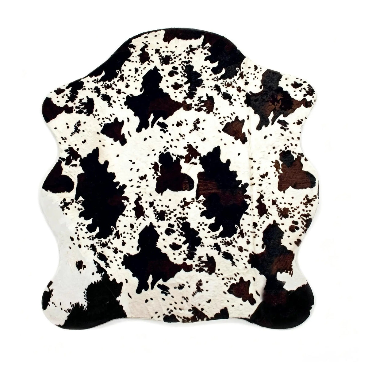Faux Cowhide Rug - Black White Big Head - Cowboy Outpost