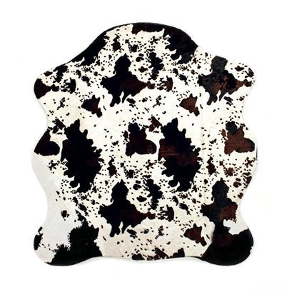 Faux Cowhide Rug - Black White Big Head - Cowboy Outpost